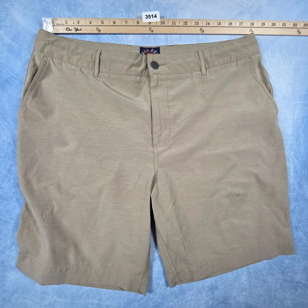 Faherty All Day Shorts Mens 36 Khaki Tan Hybrid Stretch Recycled Water Shorts